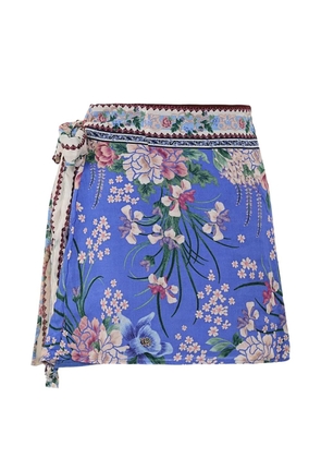 Agua Bendita Ziara floral-print wrap skirt - Blue