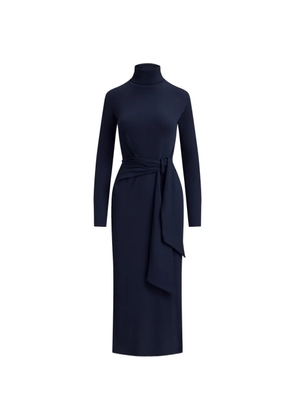 Lauren Ralph Lauren tie-front turtleneck midi dress - Blue