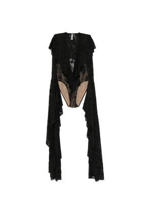 Norma Kamali ruffled V-neck bodysuit - Black