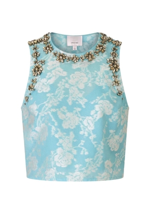 Cinq A Sept Barbara crystal-embellished jacquard top - Blue
