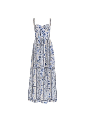 Agua Bendita Marcia floral-print smocked dress - Neutrals
