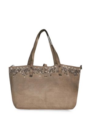 Campomaggi Bella crystal-embellished studded tote bag - Grey