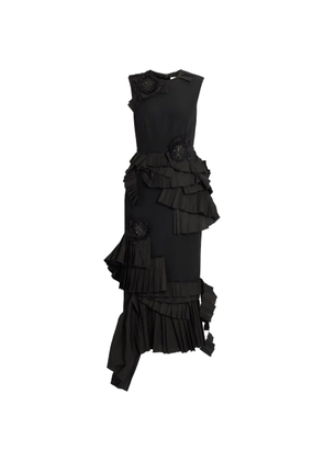 ERDEM embroidered ruffled dress - Black
