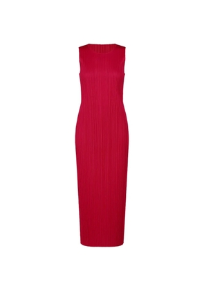Pleats Please Issey Miyake Basics pleated sleeveless maxi dress - Red