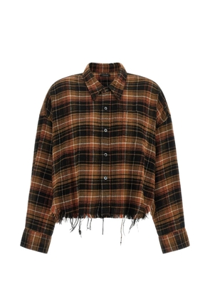 R13 frayed-hem cropped shirt - Brown