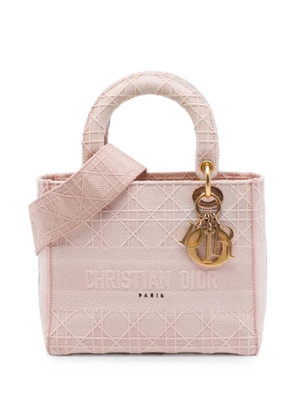 Christian Dior Pre-Owned 2020 Medium Embroidered Canvas Cannage Lady D Lite satchel - Pink