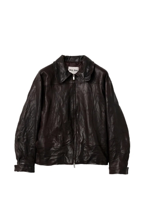 Miu Miu leather blouson jacket - Brown