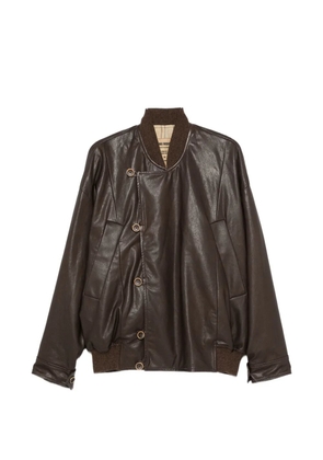 Uma Wang asymmetric leather jacket - Brown