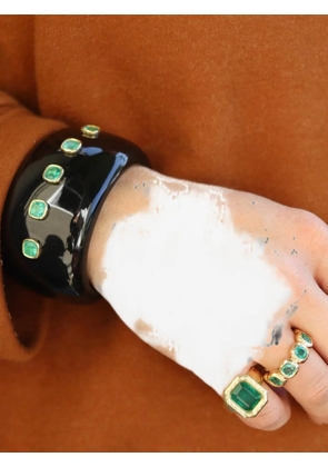 Octavia Elizabeth black jade and emerald cuff bracelet - Gold