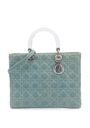 Christian Dior Pre-Owned 2003 Large Denim Cannage Acrylic Handles Lady Dior satchel - Blue