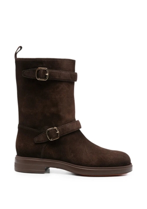 Santoni buckle-strap suede boots - Brown