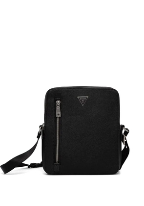 GUESS USA logo-plaque saffiano-effect crossbody bag - Black