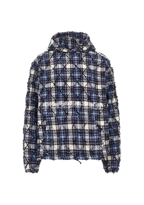Pleasures Mystic check frayed-edge hoodie - Blue