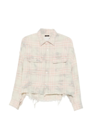 R13 plaid-pattern frayed shirt - Neutrals