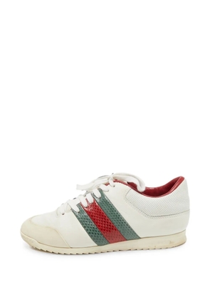 Gucci Pre-Owned Web leather sneakers - White