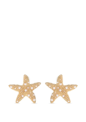 Self-Portrait starfish-motif pearl-embellished earrings - Gold