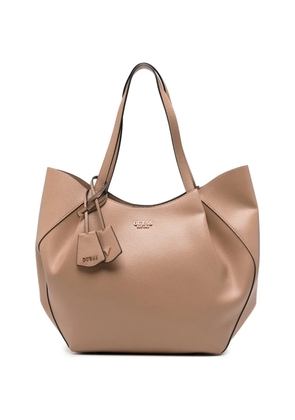 GUESS USA Amorette logo-plaque pebbled-effect shoulder bag - Neutrals