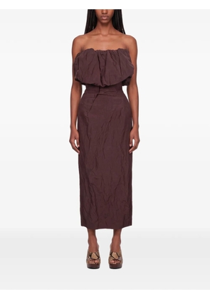 Magda Butrym strapless ruffled-bodice midi dress - Brown