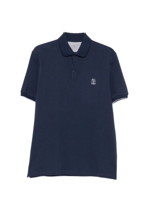 Brunello Cucinelli logo-embroidered polo shirt - Blue