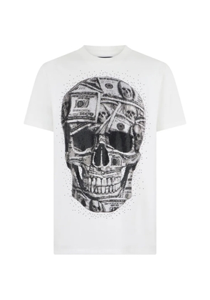 Philipp Plein jersey round-neck T-Shirt Skull Dollar Stones - White
