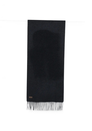 Canali logo-patch fringed scarf - Blue