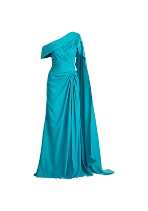 Tadashi Shoji draped one-shoulder maxi dress - Blue
