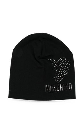 Moschino crystal-embellished heart beanie hat - Black