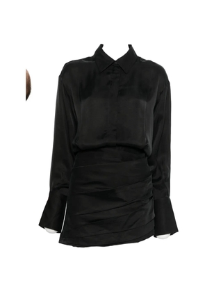 THE ANDAMANE Andrea ruched-detail long-sleeves mini dress - Black
