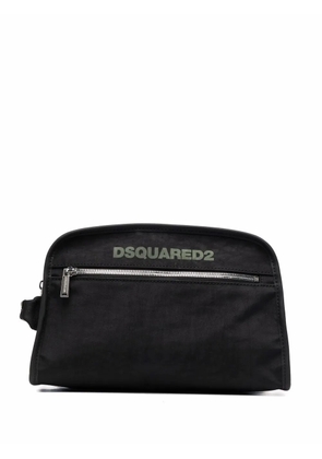 DSQUARED2 logo-print zipped wash bag - Black