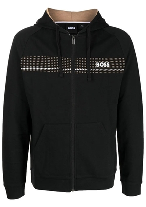 BOSS logo-print zip-up hoodie - Black