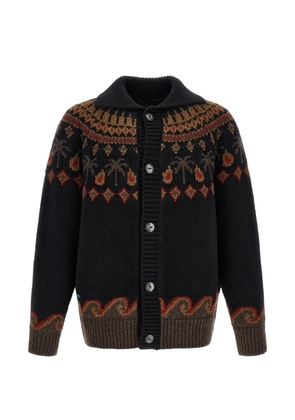 Alanui Fair Isle jacquard-knit cardigan - Black
