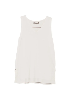 D.Exterior V-neck side-slit top - Neutrals