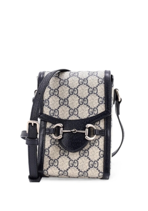 Gucci Pre-Owned Horsebit 1955 GG Coated Canvas with Leather Mini crossbody bag - Blue