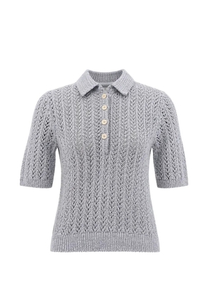 Eleventy pointelle-knit polo shirt - Grey