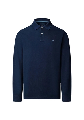 Hackett London logo-embroidered long-sleeve polo shirt - Blue