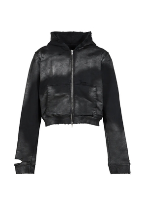 FILTH waxed distressed-effect zip-up hoodie - Black
