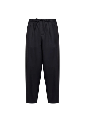 ROSE BURRITO drawstring-waist virgin-wool trousers - Black