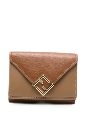 FENDI Diamonds logo-plaque leather wallet - Brown