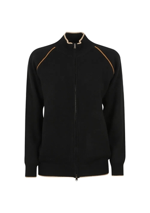 Kiton contrast-trim zip-up cardigan - Black