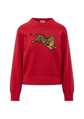 Kenzo Jumping Tiger cotton wool sweater - Red