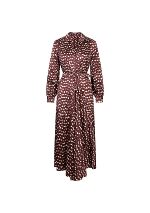Kiton geometric-print belted shirt midi dress - Brown