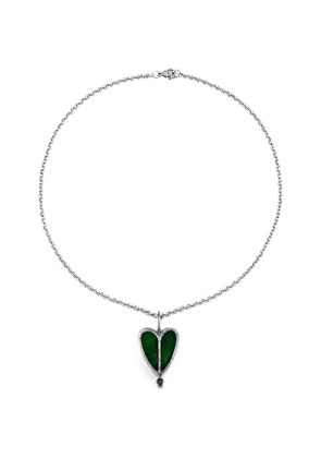 POISONED HEARTS stained-glass heart-pendant necklace - Silver