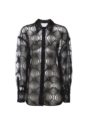 Genny sequin-embellished floral-lace shirt - Black