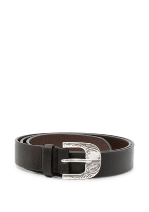 Orciani engraved-buckle leather belt - Brown