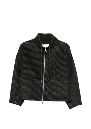 ERMANNO FIRENZE drawstring-neck ribbed-knit jacket - Grey