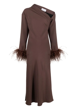 16Arlington Adelaide feather-trim midi dress - Brown