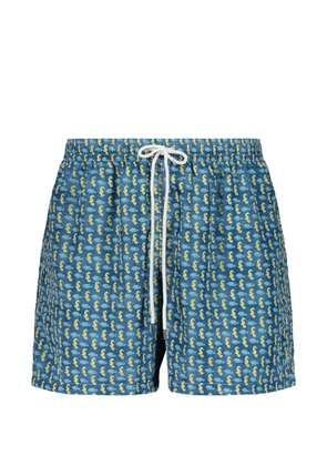 Fedeli Madeira seahorse-print drawstring swim shorts - Blue