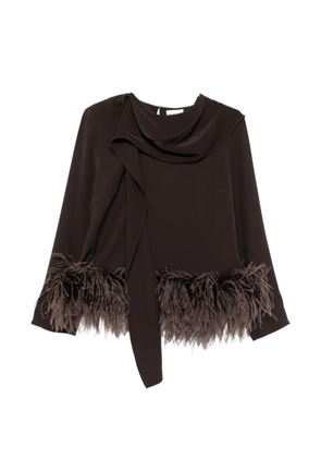 P.A.R.O.S.H. feather-trim draped blouse - Black
