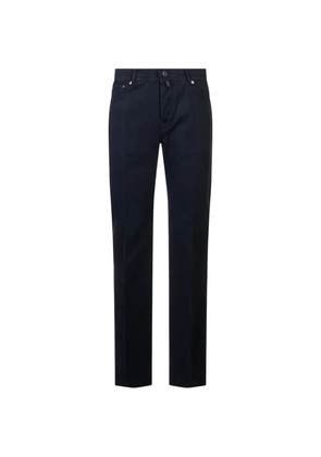 Kiton logo-patch straight-leg trousers - Blue