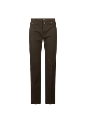 Kiton logo-patch straight-leg jeans - Brown